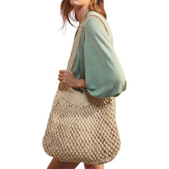 Wrap London Handbags - Wrap London Natural Handwoven Jute Bag Large Long Handled Beach Tote Giftable
